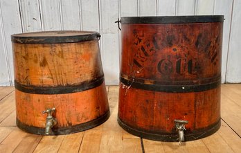 Two Antique Painted Kerosene Buckets (CTF10)