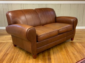 Norwalk Furniture Co Brown Leather Love Seat, 1 Of 2 (CTF30)