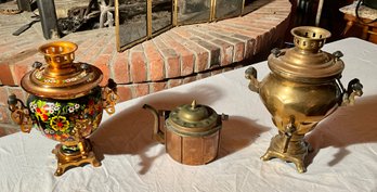 Antique Brass And Copper Tea Pot, Samovars