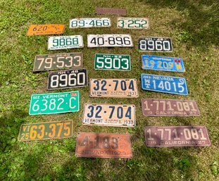 Antique And Vintage License Plates, 19 Pcs.