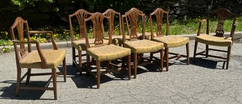 Set Of 8 Hepplewhite Mahogany Dining Chairs (CTF30)
