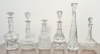 Six Vintage Crystal Decanters (CTF30)