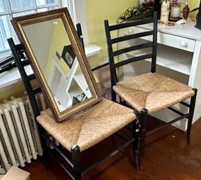 Antique Gold Leaf Mirror And Pr Chairs