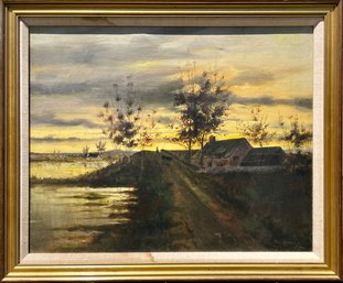 Antique Oil, Dutch Landscape With Sunset (CTF10)