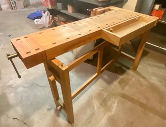 Wood Working Bench With Vices (In Basement)