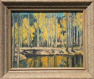 20th C. Oil, Mountain Pool With Aspens (CTF20)