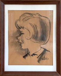 1950s Signed Charcoal Sketch, Portrait (CTF10)
