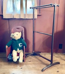 Antique Teddy Bear, Vintage Towel Rack, Childs Chair (CTF20)