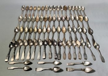 Antique Coin Silver Spoons, 70pcs, 38 Oz T (CTF10)