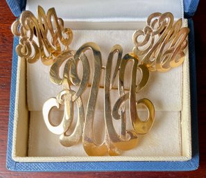 14k Gold Monogram Pin And Earrings (CTF10)