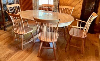 Six Modern Windsor Style Oak Dining Chairs