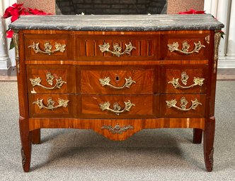 Vintage French Parquetry Marble Top Chest (CTF30)