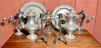 Antique Pewter, Iron Candle Sticks And More (CTF10)