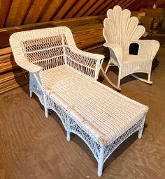 Wicker Rocker And Chaise Lounge