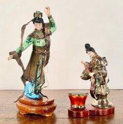 Two Vintage Chinese Silver And Enamel Figurines (CTF10)
