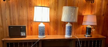 Vintage Sony Radio And Table Lamps