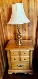 Mohawk Oak Night Stand, Brass Table Lamp
