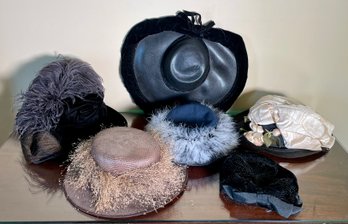 Antique Ladies Hats, Including Caroline Reboux, 6 Pcs (CTF20)