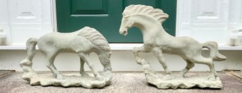 Two Vintage Carved Stone Horses (CTF30)