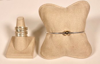 Sterling, 14k Yellow Gold Cape Cod Bracelet With Two Tone Ring (CTF10)