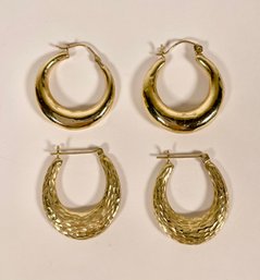 14k Gold Hoop Earrings, 2prs.  (CTF10)