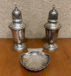 Tiffany Sterling Shell Dish, Salt And Pepper Shakers (CTF10)