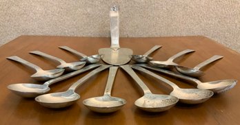 Vintage Sterling Server And 12 Spoons (CTF10)