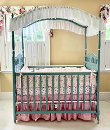 Vintage Simmons Blue Painted Canopy Crib (CTF40)