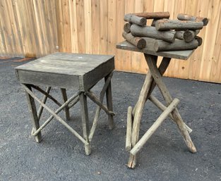 Two Vintage Rustic Adirondack Style Stands (CTF20)