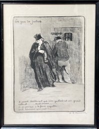 Henri Daumier Signed Lithograph, Les Gens De Justice (CTF10)