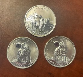 Three Canadian 1oz Silver $5 Coins (CTF10)