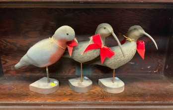 Three Vintage Painted Wooden Shorebird Decoys (CTF10)