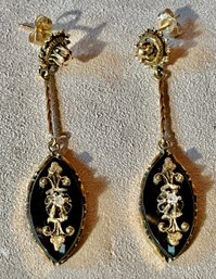 14 K Gold Onyx Pierced Earrings (CTF10)