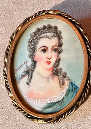 French Portrait Painted Porcelain Pin (CTF10)