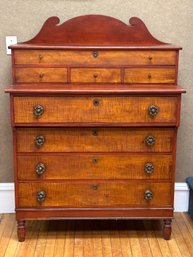 Unusual 19th C. American Tiger Maple Dresser (CTF40)