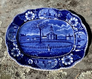 Staffordshire Blue Platter, Pittsfield MA (cTF10)