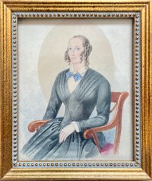 19th C. Watercolor Portrait, Woman (CTF10)