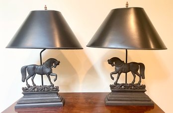 Pr. Iron Horse Doorstop Lamps (CTF20)