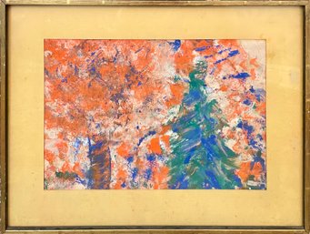 Vintage Painting On Paper, Abstract (CTF10)