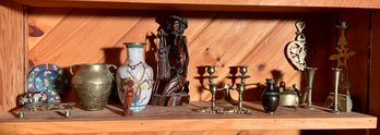 Cloisonne, Asian Vessels, Brass Trinkets, 17pcs.  (CTF20)