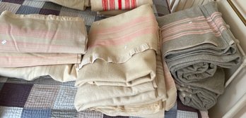 Vintage Pink Striped Wool Blankets, 11 Pcs (CTF20)