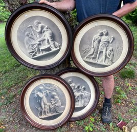 Four Antique Circular Walnut Frames (CTF10)