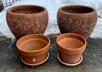 Four Glazed Stoneware Planters (CTF20)