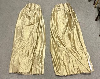 Set Of Gold Silk Pinch Pleat Silk Drapes (CTF20)