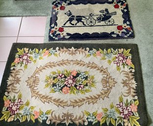 Two Antique Hooked Rugs