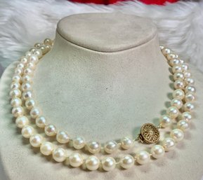 Vintage Long Cultured Pearl Necklace (CTF10)
