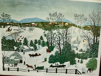 Grandma Moses Print, Out For The Christmas Trees