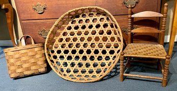 Cheese Basket, Wall Pocket Basket, And Dolls Chair (CTF20)