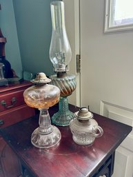 Three Antique Oil Lamps