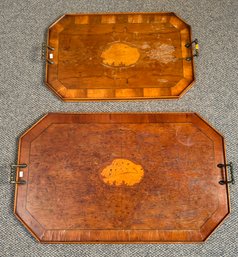 Two Antique Inlaid Burl Wood Trays (CTF10)